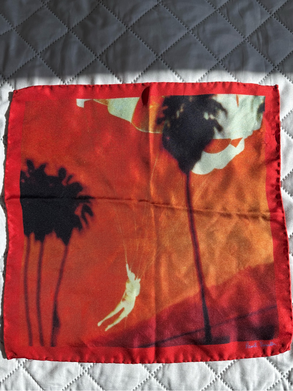 Paul Smith Pocket Square Palm Tree Silk Handkerchief Red Sunset